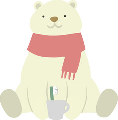 歯ブラシを持っている白熊　デンタルケア
