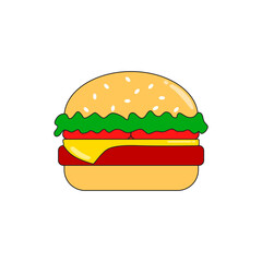 colored burger flat icon illustration