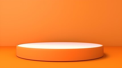 Minimalist Room with a beautiful Stage in Orange Colors. Modern and Futuristic Background for Product Presentation.