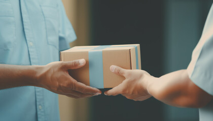 Delivery man and parcel box, parcels or customer goods in transit services, Receive items from the...