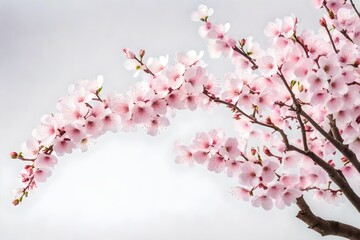 cherry blossom sakura isolated on white background with clipping path