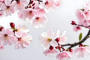 Tuinposter cherry blossom sakura isolated on white background with clipping path © sachal