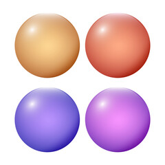 Vector colorful 3d spheres collection on white background