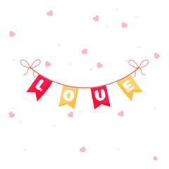 Vector cute festive bunting for valentines day isolated on white