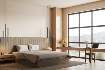 Beige bedroom corner with table