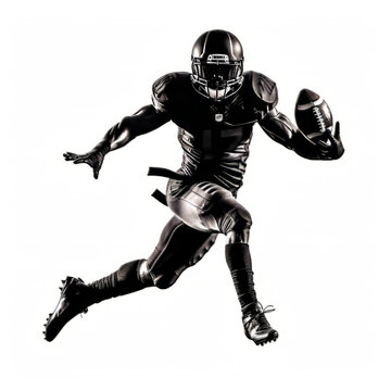 Football Player Silhouette. Generative AI.
A silhouette of a football player in an action pose.  