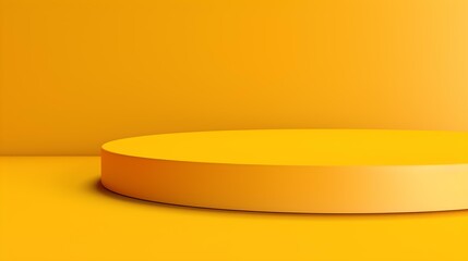 Minimalist Room with a beautiful Stage in Yellow Colors. Modern and Futuristic Background for Product Presentation.
