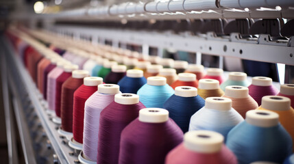 Bobbins with colored thread for industrial textile machines - Powered by Adobe