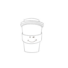 Illustration of a cardboard cup with coffee to go with a place for an inscription with your text. Take out coffee cup