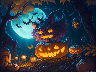 Enchanting Halloween Creatures on Background
