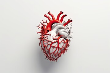Human heart  3d on white background ,Generative AI..