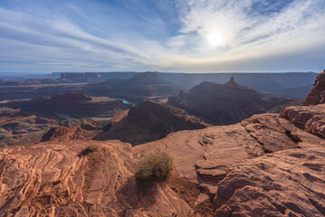 sunset at dead horse point in dead horse point state park, utah, usa