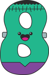 8 number with frankenstein themed character