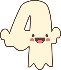 4 number with ghost themed character