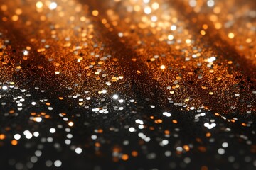 Abstract Halloween or Thanksgiving party invitation with glitter and sparkles on orange and black background. Generative AI