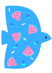 スイカ模様の青い鳥