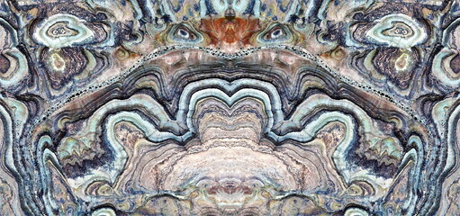 the monster of erosion,  abstract symmetrical photograph of the deserts of Africa from the air,