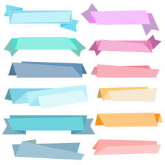 Set of folded ribbon paper banners