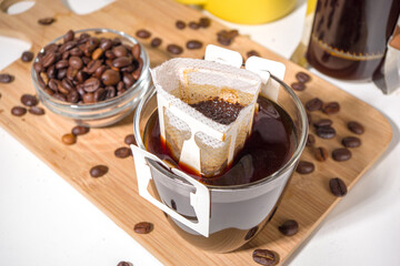 Instant brewed cup of drip coffee