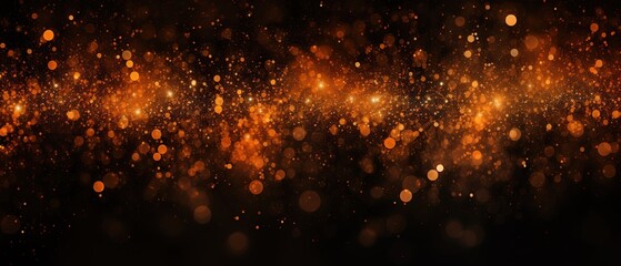 Abstract Halloween or Thanksgiving party invitation with glitter and sparkles on orange and black background. Generative AI