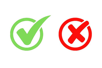 Set check mark and cross. Yes or No icon, Transparent background, Generative AI