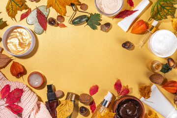 Fototapeta na wymiar Autumn Skin Care Cosmetics