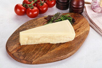 Piece Italian hard parmesan cheese