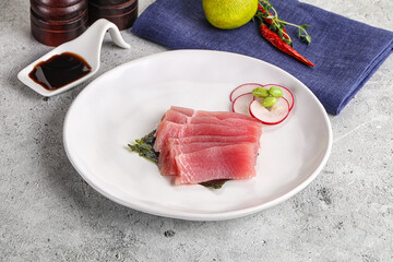 Japanese cuisine - sliced tuna sashimi