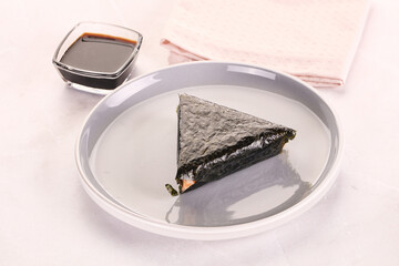 Japanese traditional onigiri with fish