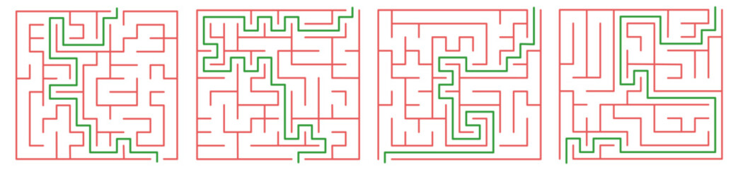 Labyrinth with entrance and exit. A game that develops a labyrinth. Children's labyrinth. Vector illustration.