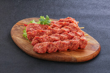 Raw beef kebab minced meat