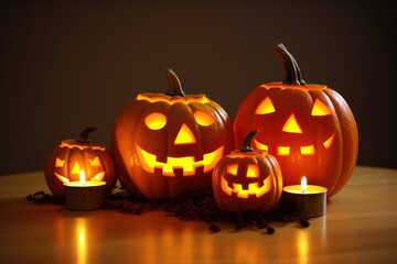 Candle lit Halloween pumpkins