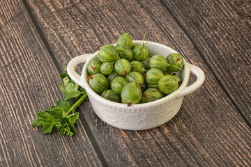 Natural ripe gooseberry heap in the bowl