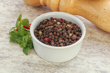 Peppercorn mix heap in the bowl