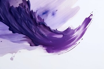 purple and white paint splatters on a blank canvas