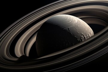 Saturn with its Rings and Moon