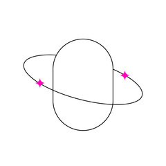 Retro stars, starburst icons and minimalist frames and borders with twinkle star. Different aesthetic oval elements and arch line frame, moving brutalist shapes. Modern trendy icons and symbol. Vector