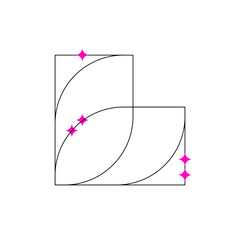 Modern minimalist aesthetic line elements, trendy linear frames with stars, geometric forms. Arch frame with sparkles for social media or poster design, simple decorative boho style border vector set