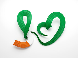 3d Flag Of Ivory Coast Heart Shaped Wavy Awareness Ribbon flag On White Background 3d Illustration