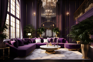 Regal Purple Sofa in Majestic Decor