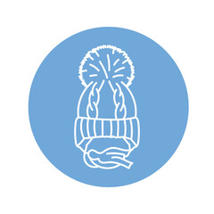 Children's winter hat black line icon.