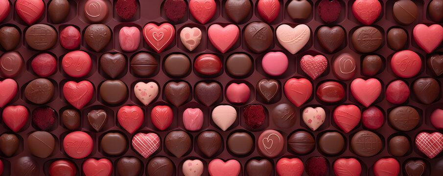 Valentine’s day chocolate sweets pack photo realistic illustration