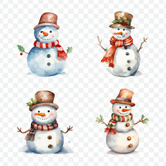 Snowman watercolor isolated graphic transparent