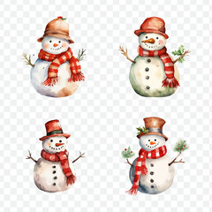 Snowman watercolor isolated graphic transparent