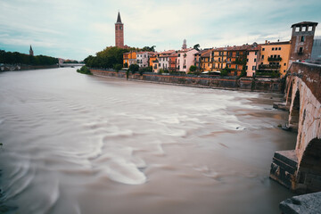 Panoramic view of Verona city with Adige river, Italy - 636589781