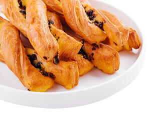 Baking sticks on white round plate