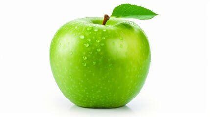Green juicy apple isolated on white background, clipping path, full depth of field generative ai