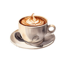 a drawing of a cup of coffee, in the style of  white background, Generative AI