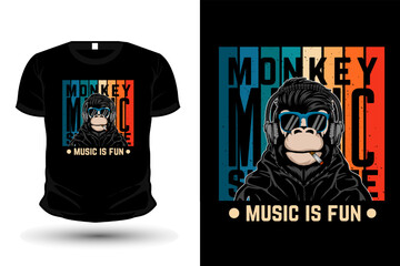 Monkey Retro Vintage T Shirt Design
