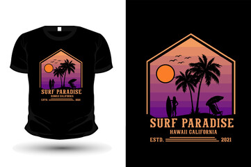 Surf Paradise Retro Vintage T Shirt Design